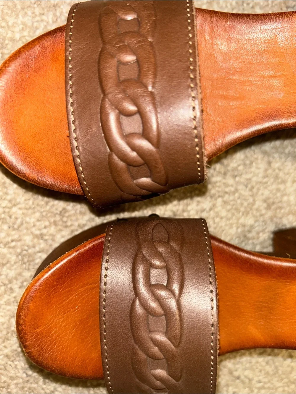 Brown Leather Platform Sandals with Ankle Strap